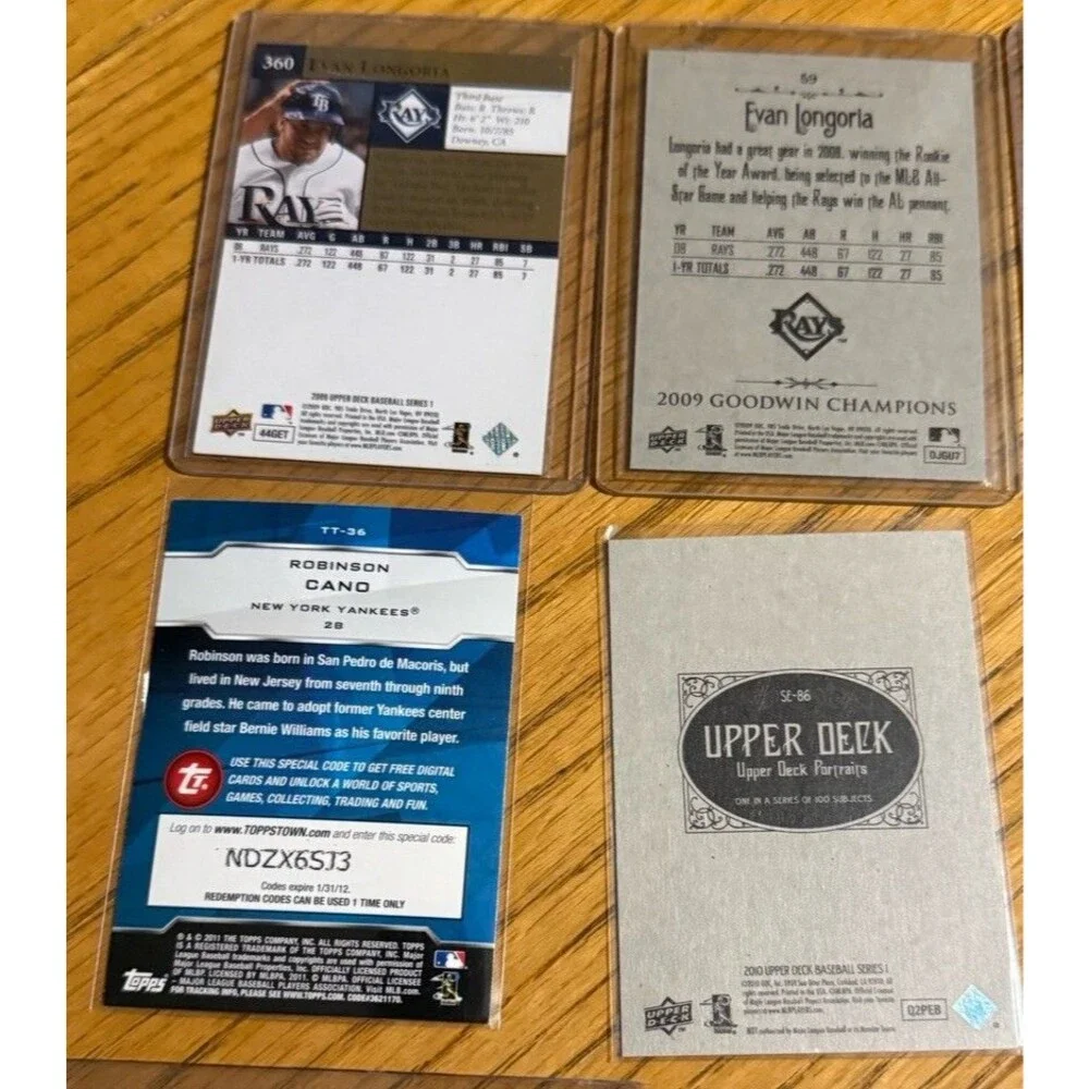 Evan Longoria Cal Ripken Robinson Cano Hank Majeski Topps UD Lot 11 Cards